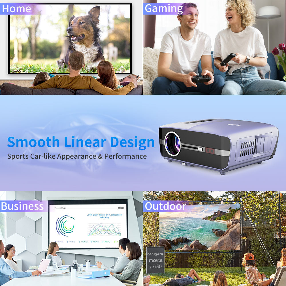 4K WiFi Video Projector,13000LM Smart Projector LED Native 1080P Full HD,5G  Wireless Android Projector Airplay Netflix YouTube Compatible,Home Cinema  